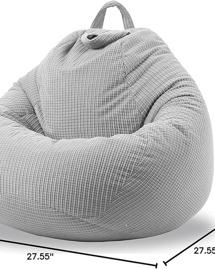 Stuffed Animal Storage Bean Bag Chair Cover (No Filler) Washable Ultra Soft Corduroy Bean Bag Cover for Organizing Plush Toys, Bean Bag for Adults - LeafyLoom