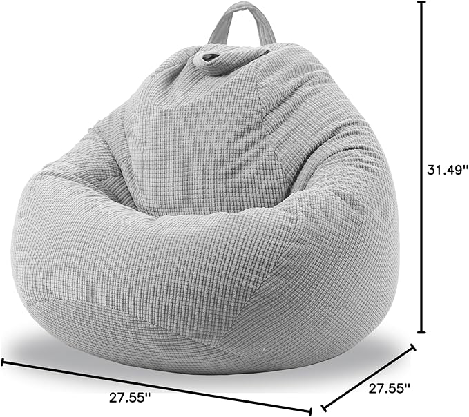 Stuffed Animal Storage Bean Bag Chair Cover (No Filler) Washable Ultra Soft Corduroy Bean Bag Cover for Organizing Plush Toys, Bean Bag for Adults - LeafyLoom