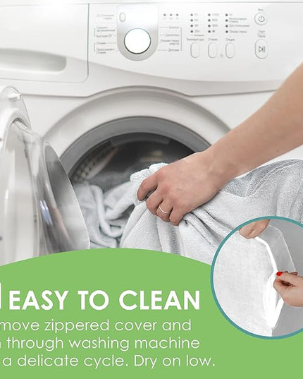 Cushy Form Wedge Pillow for Sleeping - 22 Inch Memory Foam Bed Wedge for Sleeping, Reading, Post Surgery & Leg Elevation - Triangle Pillow with Washable Cover - White - LeafyLoom