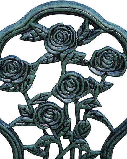 Oakland Living Cast Aluminum Conversation Metal Antique 3 Piece Patio Rose Bistro Set, Verdi Green - LeafyLoom