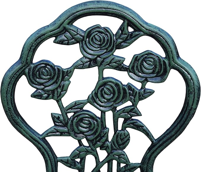 Oakland Living Cast Aluminum Conversation Metal Antique 3 Piece Patio Rose Bistro Set, Verdi Green - LeafyLoom