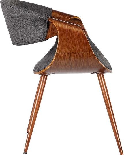 Armen Living Butterfly Dining Chair in Charcoal Fabric and Walnut Wood Finish 22D x 21W x 29H in - LeafyLoom