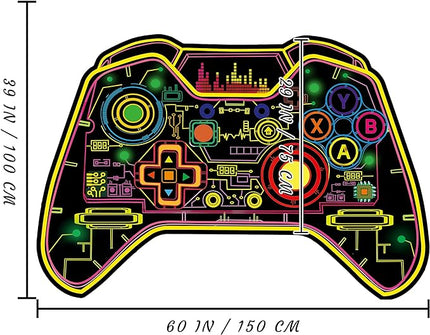 Gaming Rug Teen Boys Carpet Glow in The Blacklight Gamer Rug for Boys Room Playroom Non-Slip Area Rug Kids Boys Girls Game Room Casual Mat (60"x39") - LeafyLoom