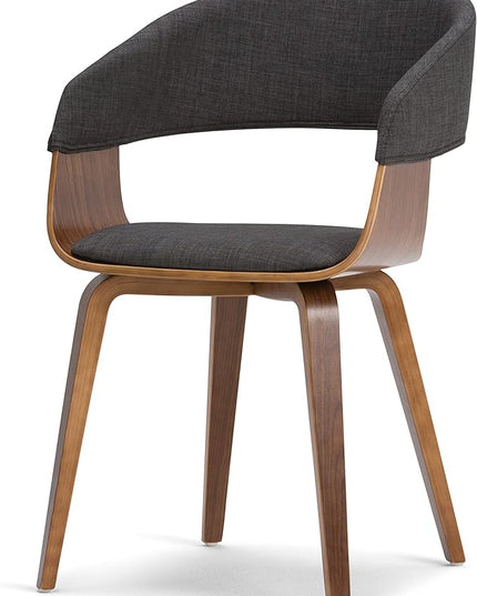 SIMPLIHOME Lowell SOLID WOOD 7 Pc Dining Set with 6 Upholstered Bentwood Dining Chairs in Natural and Charcoal Grey Linen Look Fabric and 72 inch Wide Table, for the Dining Room, Modern Industrial - LeafyLoom