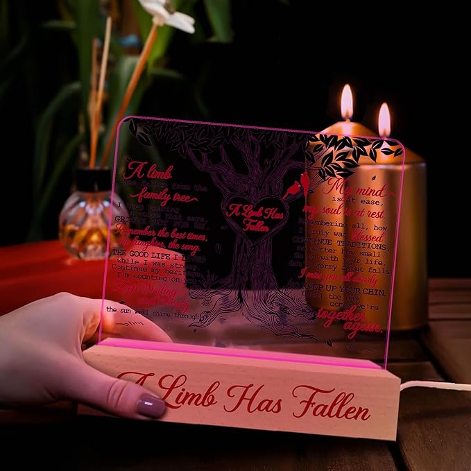 Memorial Gifts for Loss of Mom, Mother, Father, Dad, Husband Loved Ones | in Loving Memory of Loved One Gifts| Sympathy Gifts for Loss | Bereavement Gift Idea | Memory Night Light | Cardinal - LeafyLoom