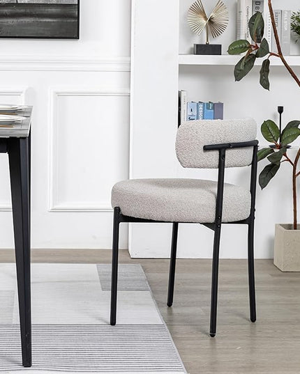 DYHOME Dining Chair One Chair for Kitchen Dining Room Dining Table,Upholstered Boucle Dining Chair with Black Metal Legs,Accent Dining Side Chair,Grey - LeafyLoom
