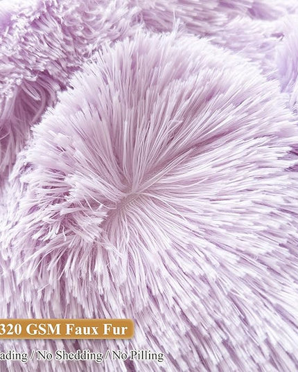 XeGe Fluffy Back Support Pillow Cover for Bed (No Filler), Light Purple Faux Fur Backrest Pillow Case, Lilac Furry Reading Pillow Cover with Arms for Adults Kids, Fuzzy Sit Up Study Pillow, Lavender - LeafyLoom