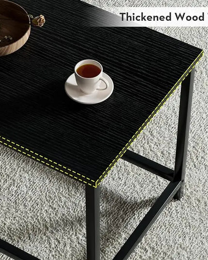 SAYGOER Small Black Coffee Table Simple Modern Open Design Rectangular Minimalist Center Table for Living Room Small Spaces, Easy Assembly, 31.5 x 15.7 x 17.7, Black - LeafyLoom