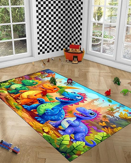 Dinosaur Rug for Boys Room - Colorful Cute Dino Rug for Room Kids Carpet for Bedroom Boys Bedroom Rug Cartoon Dinosaur Rug Cute Dinosaur Rugs for Boys Bedroom,4'5''×6' - LeafyLoom