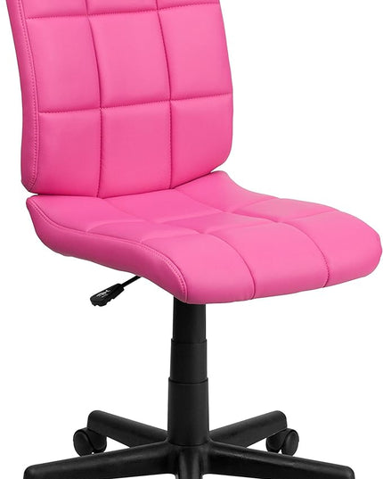 Flash Furniture Clayton Mid-Back Pink Quilted Vinyl Swivel Task Office Chair - LeafyLoom