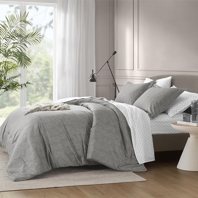 Full Size Comforter Set Grey - 7 Pieces Bed in a Bag bedding Sets & Collections, Modern Luxury Comforter Sets with Sheets, Pillowcases & Shams - LeafyLoom