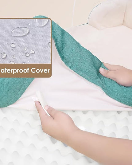 EHEYCIGA Orthopedic Dog Beds for Large Dogs, Waterproof Memory Foam Large Dog Bed with Sides, Non-Slip Bottom and Egg-Crate Foam Large Dog Couch Bed with Washable Removable Cover, Turquoise Blue EHEYCIGA