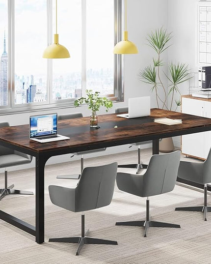 Tribesigns Modern Computer Desk, 78.7 x 39.4 inch X Large Executive Office Desk Computer Table Study Writing Desk Workstation for Home Office,Rustic/Black - LeafyLoom