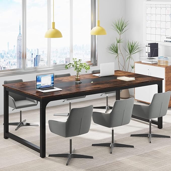 Tribesigns Modern Computer Desk, 78.7 x 39.4 inch X Large Executive Office Desk Computer Table Study Writing Desk Workstation for Home Office,Rustic/Black - LeafyLoom