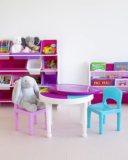 Humble Crew Kids' Toy Storage Organizer with 12 Plastic Bins, Pink&Purple, White/Purple/Pink - LeafyLoom