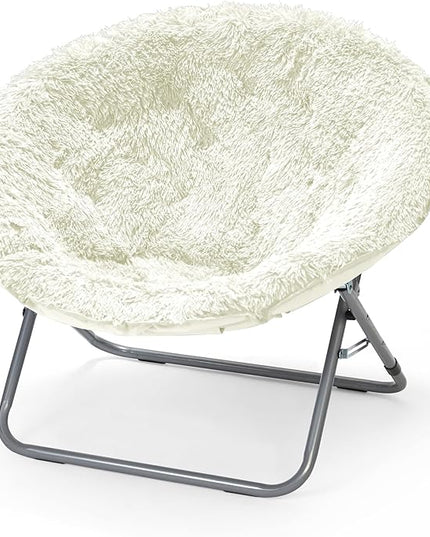 Oversized Mongolian Faux Fur Saucer Chair, Mint - LeafyLoom