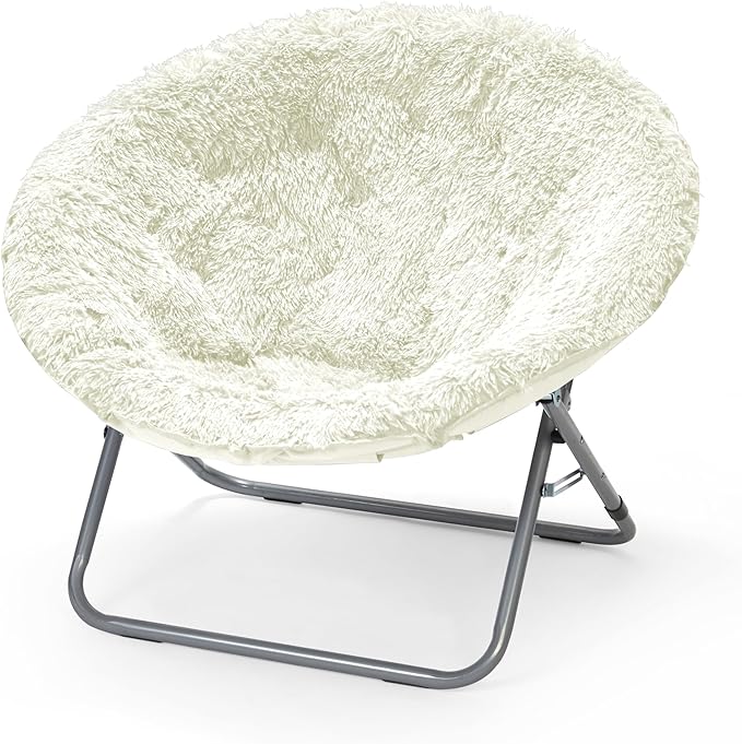 Oversized Mongolian Faux Fur Saucer Chair, Mint - LeafyLoom