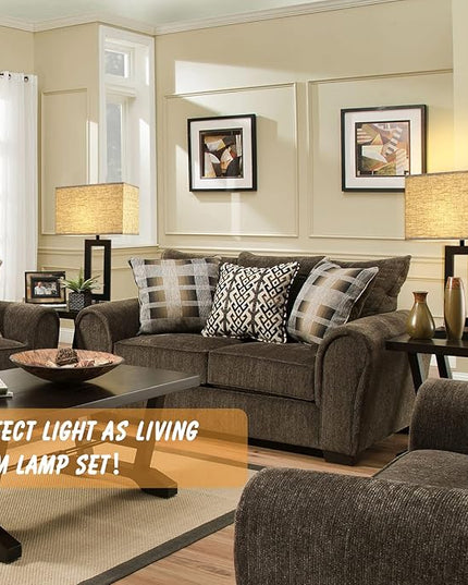 Tall Table Lamps for Living Room Set of 2, Modern Bedside Lamps w. 2 USB Ports, 3-Way Dimmable Touch Control Nightstand Lamp Set w. Fabric Cream Shade for Bedroom End Table, 22 in - LeafyLoom