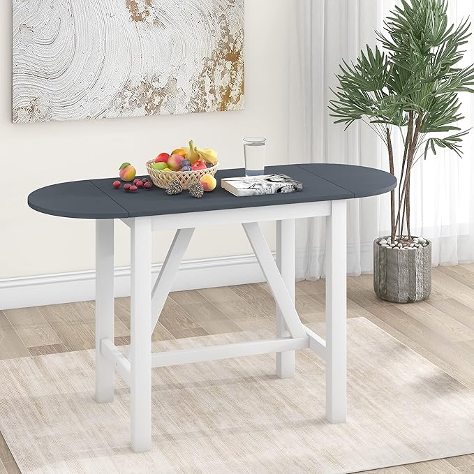 Rustic Style Wood Counter Height 2 Upholstered Chairs, Extendable Drop Leaf Design, Easy Assembly, Room, Kitchen, 3 Piece Dining Table Set, White 15 - LeafyLoom