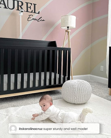 GAP babyGap Oxford 6-in-1 Convertible Crib - Greenguard Gold Certified, Bianca White/Natural - LeafyLoom
