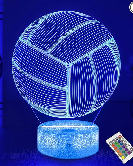 FULLOSUN Volleyball Gift, Kids Volleyball Night Light (with Remote Control), 3D Illumination Lights Boys Gift 16 Colors Changeable Kids Room Lighting Creative Decoration... (Volleyball) - LeafyLoom
