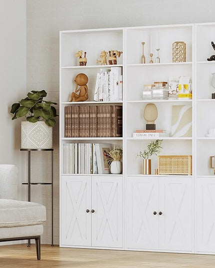 IRONCK Industrial Bookshelves and Bookcases with Doors Floor Standing 6 Shelf Display Storage Shelves 70 in Tall Bookcase for Home Office, Living Room - LeafyLoom