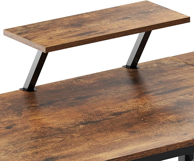 Need L Shaped Computer Desk 59 Inch Gaming Desk with Large Monitor Stand L Desk Corner Desk with Storage Bag for Home Office Writing Rustic Brown - LeafyLoom