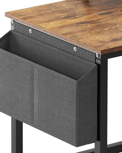 DlandHome Reversible L-Shaped Desk Large Corner Desk Folding Table Computer Desk Home Office Table Computer Workstation, Retro - LeafyLoom