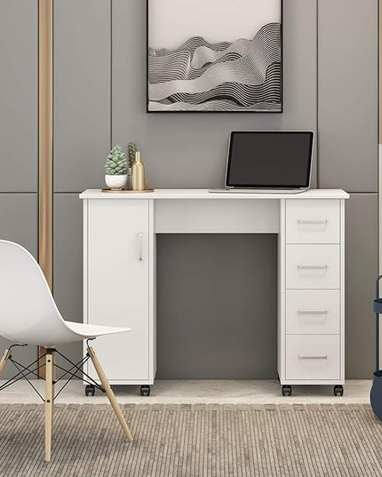 NicBex Laik-DW-00012-DX Desks, 41.73" W x 17.72" D x 31.5" H, White - LeafyLoom