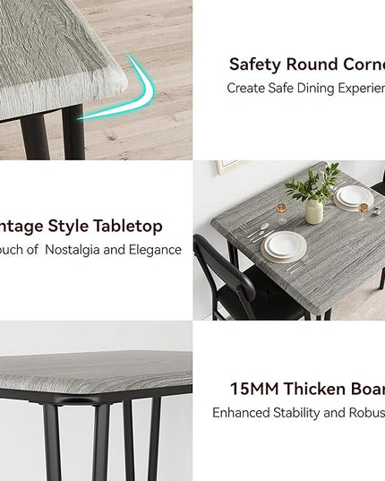 Dining Table for 2, Small Square kitchen Dinner Table Set for 2,Space Saving Wood Modern Dinette With Upholstered,Dining Room Furniture for Breakfast Nook, Apartment,Home Office Small Space,3 Piece - LeafyLoom