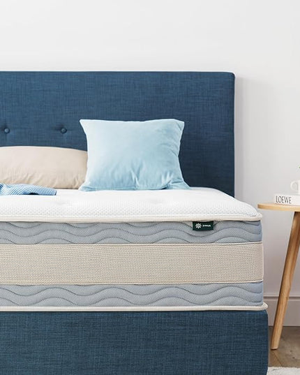 Zinus 10 Inch Comfort Support Hybrid Mattress [New Version], Queen, Fiberglass Free, Medium Plush, Motion Isolation, Certified Safe Foams & Fabric, Mattress in A Box - LeafyLoom
