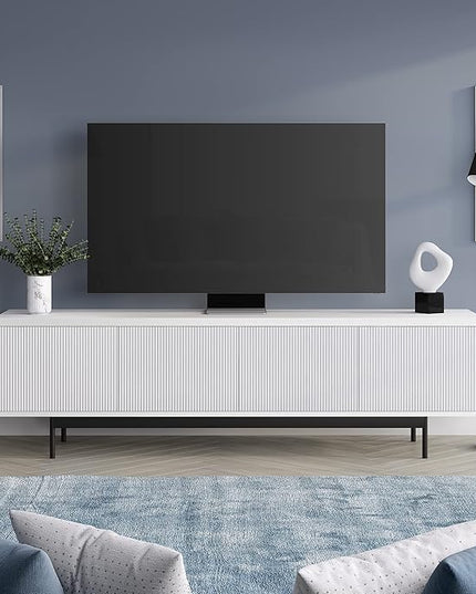 Henn&Hart Whitman TV Stand, 70" Wide, White - LeafyLoom