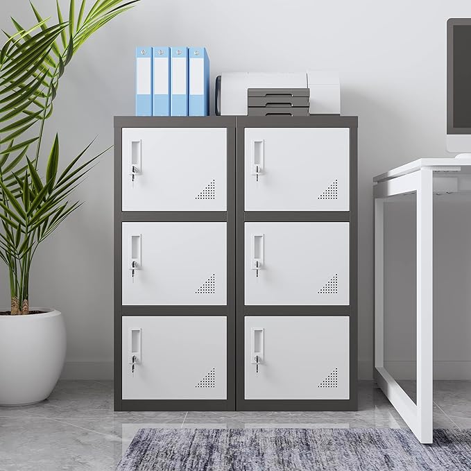 Metal Locker Storage Cabinet for School, Home, Office Employee Lock Box,Steel Organizer with 3 Doors & Keys,Steel Storage Cabinet - LeafyLoom