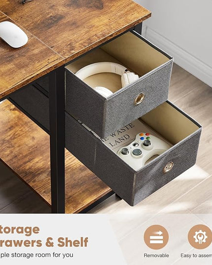 SMUG 47 Inch Computer Desk, Small Office Desk with Storage Drawers, Modern Simple Style Writing Study PC Work Table for Home Bedroom Small Spaces - LeafyLoom