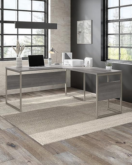 Bush Business Furniture Hybrid 60-inch L-Shaped Table Desk, Platinum Gray (HYB027PG) - LeafyLoom