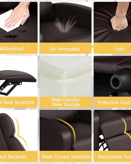 Yaheetech Recliner Chair Faux Leather Recliner Sofa Adjustable Modern Recliner Seat Club Chair Home Theater Seating Brown - LeafyLoom