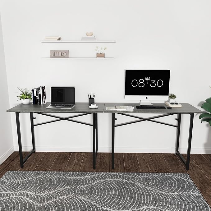47 Inch Foldable Computer Desk, Folding Space-Saving Home Office Table, Study Writing Gaming Workstation for Small Space, No Assembly Needed,Grey Oak - LeafyLoom