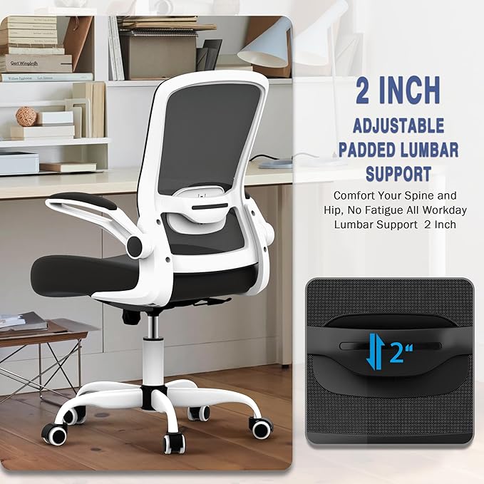 Office Chair, Ergonomic Desk Chair with Adjustable Lumbar Support, High Back Mesh Computer Chair with Flip-up Armrests-BIFMA Passed Task Chairs, Executive Chair for Home Office - LeafyLoom