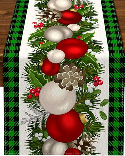 Nepnuser Black and Green Buffalo Check Plaid Christmas Table Runner 90 Inches Long Gingham Xmas Decoration Holiday Home Kitchen Decor Nepnuser