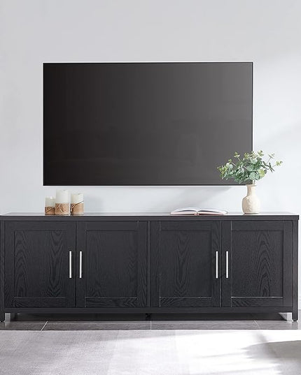 Henn&Hart Strahm TV Stand, 68" Wide, Black - LeafyLoom