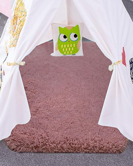 junovo Ultra Soft Rug for Nursery Children Room Baby Room Home Decor Dormitory Hexagon Carpet for Playhouse Princess Tent Kids Play Castle, Diameter 4.6 ft, Blush - LeafyLoom
