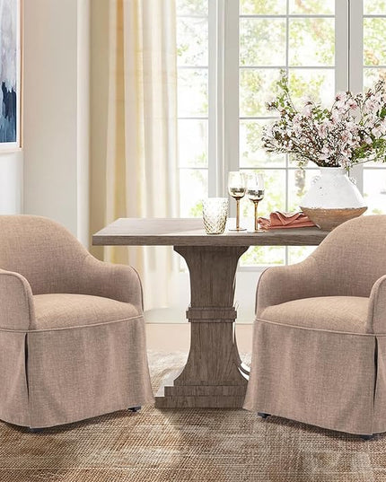 COLAMY Modern Accent Dining Chair Set of 2, Barrel Accent Armchair, 20 Inch Dining Chair with Cover, Chair with Back for Kitchen,Dining Room,Camel - LeafyLoom