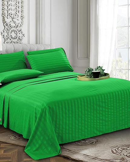 Elegant Comfort Softest and Coziest 6-Piece Sheet Set - 1500 Premium Hotel Quality Microfiber - Deep Pocket, Wrinkle Resistant 6-Piece Damask Stripe Bed Sheet Set, California King, Emerald Gren - LeafyLoom