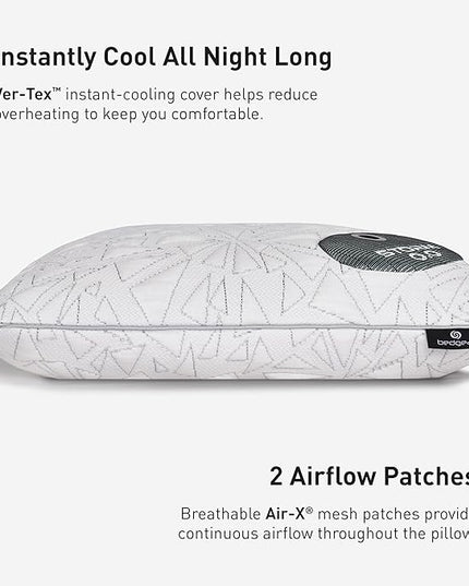 Bedgear Storm King Performance Pillow - Size 0.0 - Cooling Bed Pillow for Hot Sleepers - Medium Pillow for All Sleep Positions, Hypoallergenic, Washable & Removable Cover - 20" W x 36" L x 4.75" - LeafyLoom
