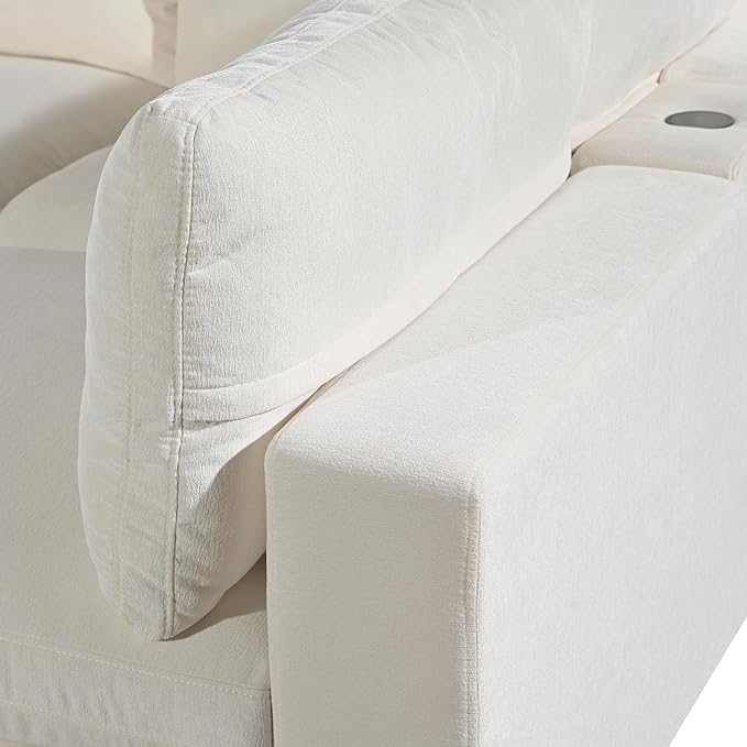 Free Combination Convertible Modular Sectional Sofa, 4 Seater Upholstered Sleeper Corner Couch with USB Charge Ports & Wireless Charging & Speaker,Deep-Seat Sofabed for Living Room Office - LeafyLoom