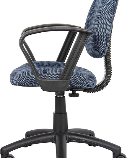 Boss Office Products Perfect Posture Delux Fabric Task Chair with Loop Arms in Blue - LeafyLoom