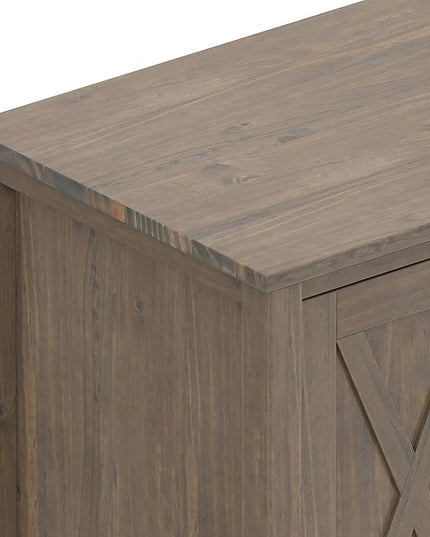 SIMPLIHOME Ela SOLID WOOD Wide Transitional Media Stand for TVs up to 80 inches for The Living Room and Entertainment Center, 72 inch, Smoky Brown - LeafyLoom