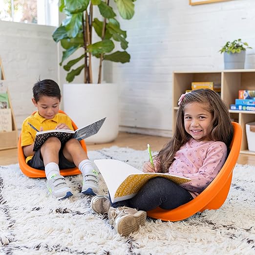ECR4Kids Leaf Floor Seat, Rocker Chair, Orange, 6-Piece - LeafyLoom