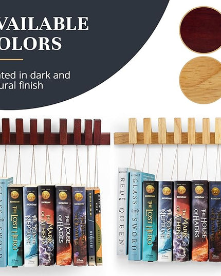 Wall Book Organizers Hanging Pins - Extra Pins for Floating Shelves Wall Mounted, Extra Hardwood Hanging Pins for Floating Bookshelves, Ideal for Book Lovers, (Natural Finish) - LeafyLoom