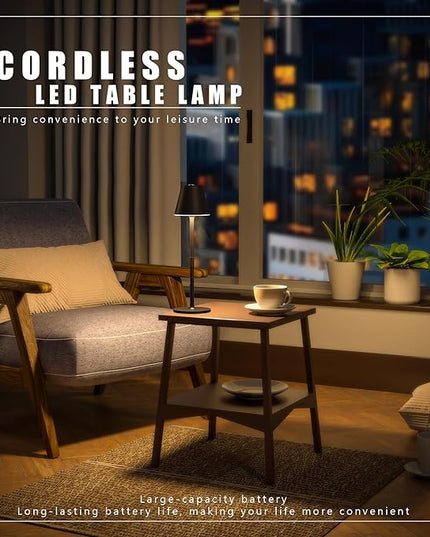 LED CordlessTable Lamp,4000mAh Rechargeable Battery Desk lamp,3 Level Brightness Beside Night Light, Minimalist Design, for Couple Dinner/Coffee Table/Restaurant/Bedroom(Kahaki-4PACK) - LeafyLoom